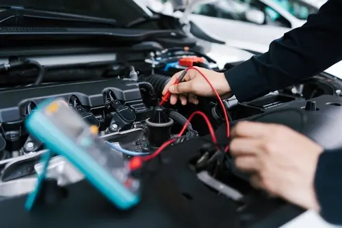 Electrical testing equipment checking vehicle wiring and sensor circuits